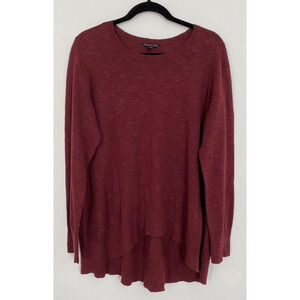 Eileen Fisher Maroon Organic Linen Cotton Tunic Lightweight Sweater Womens L Eco